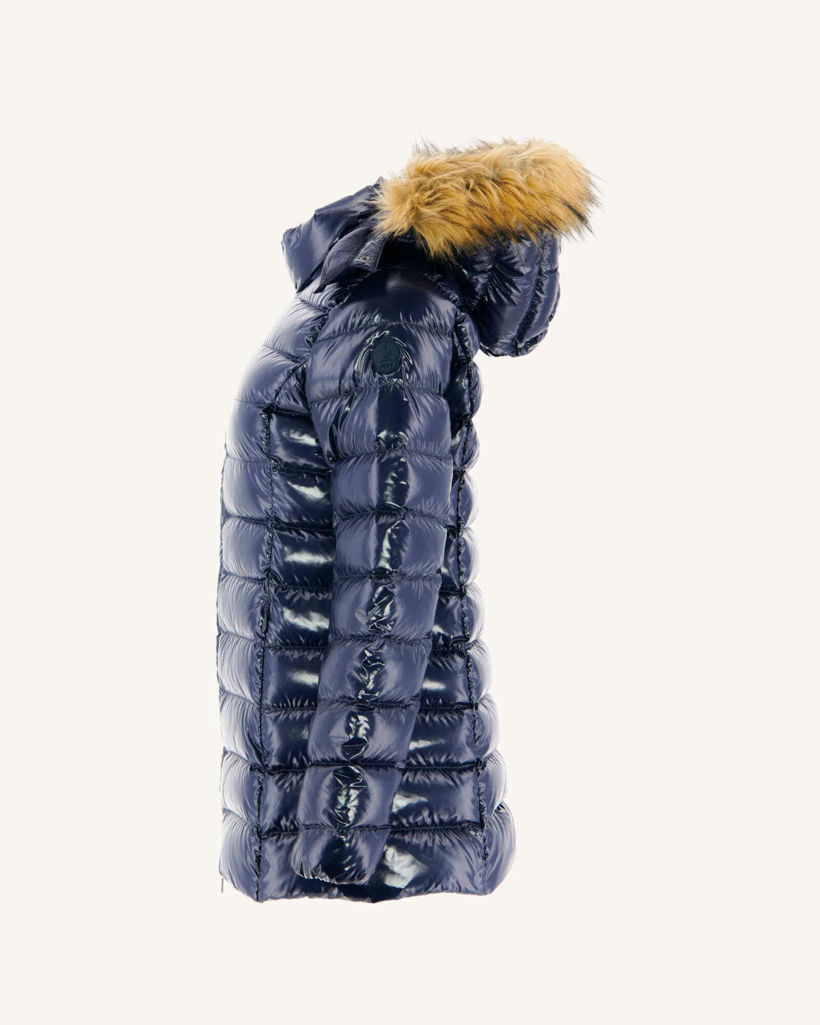 Down jacket mid-long lacquered Grand Froid Taupe Perle