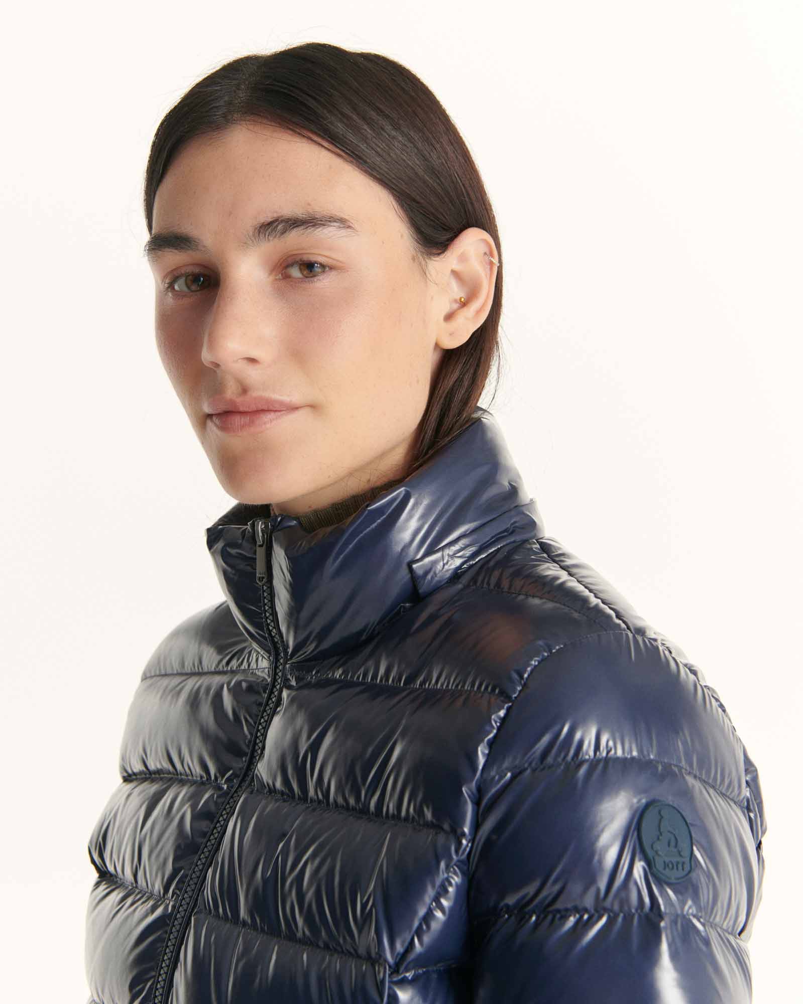 Down jacket mid-long lacquered Grand Froid Taupe Perle