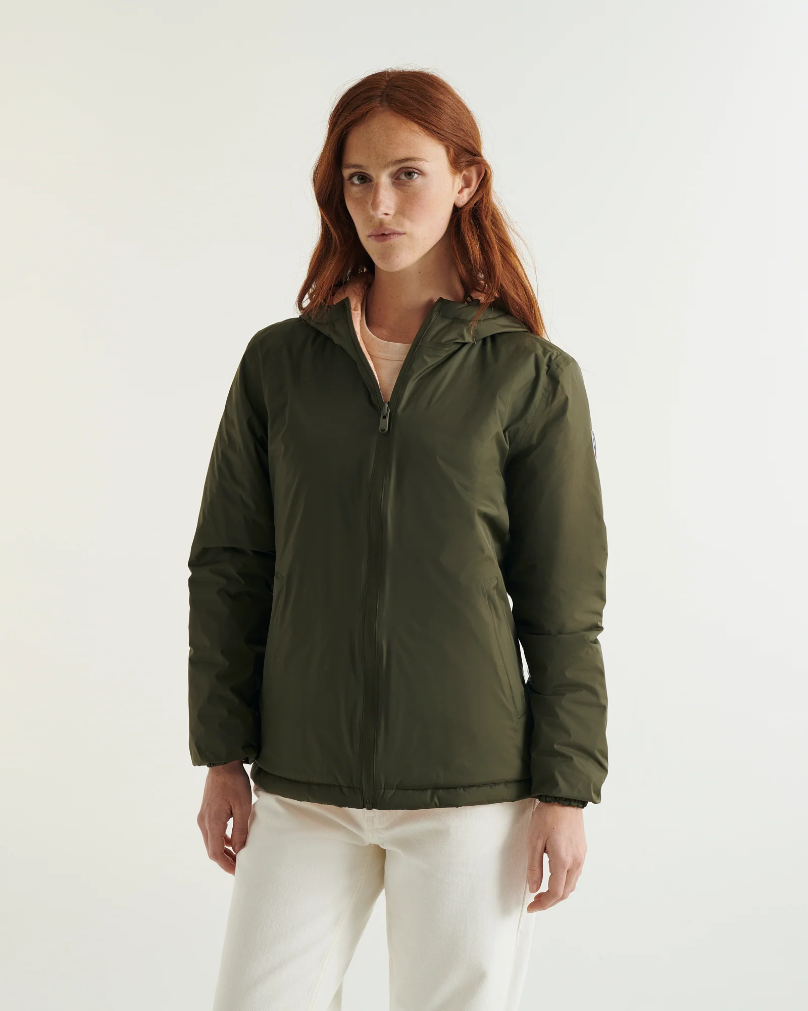 Down jacket reversible hooded Ultralight Army/Powder pink Bangkok 2.0