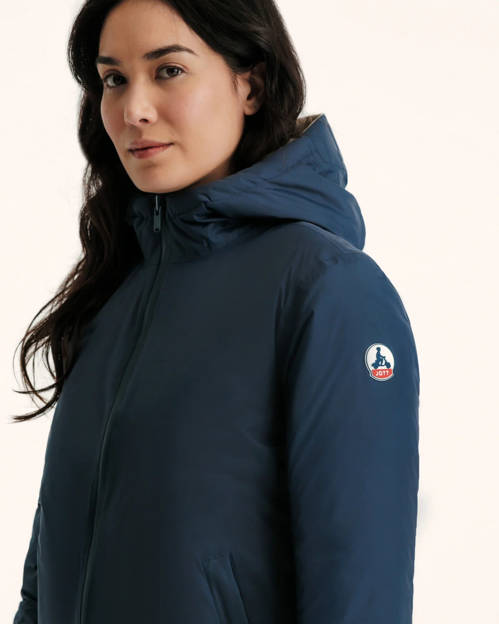 Down jacket reversible hooded Ultralight Marine/Beige Bangkok 2.0