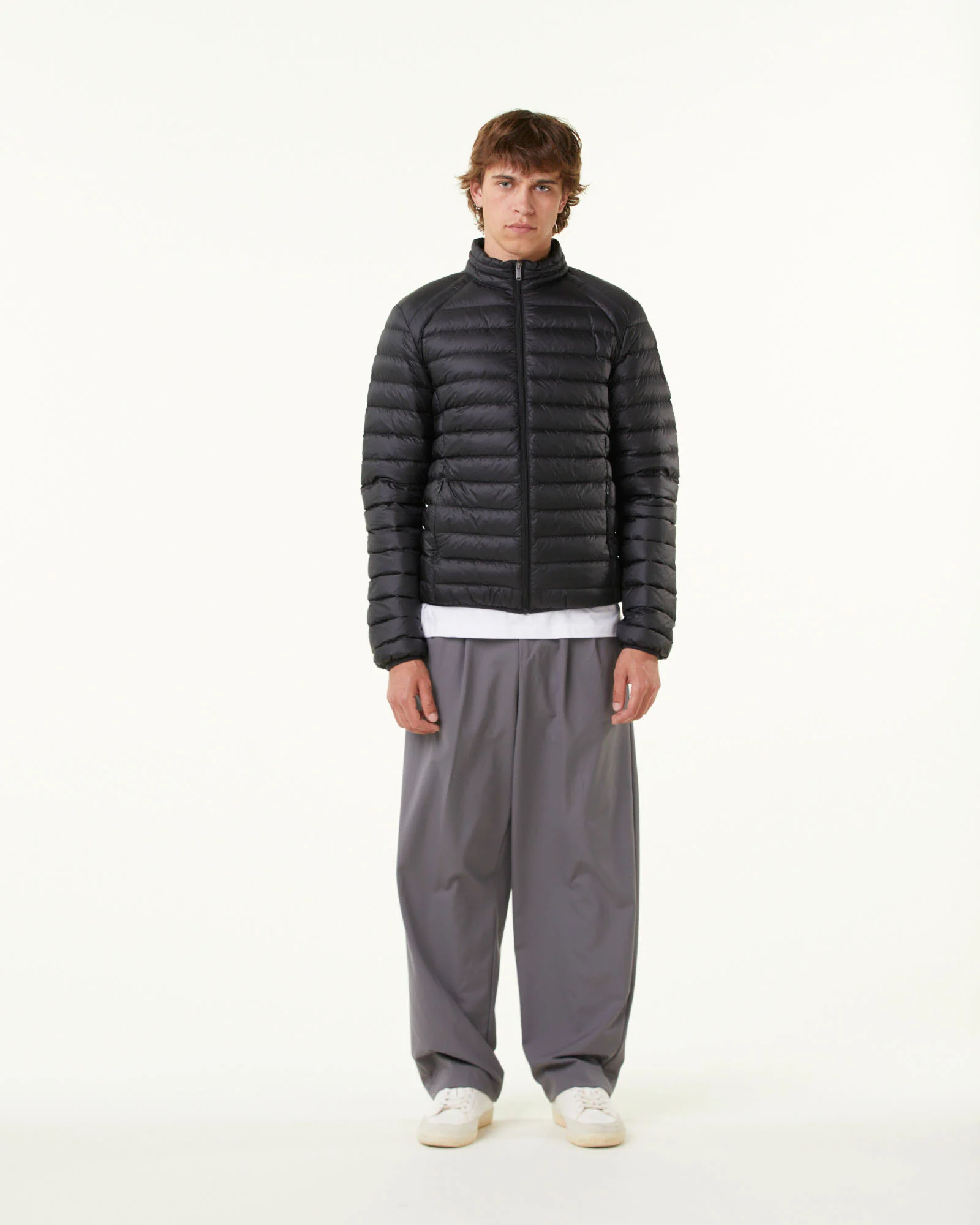 Light khaki matte lightweight padded jacket