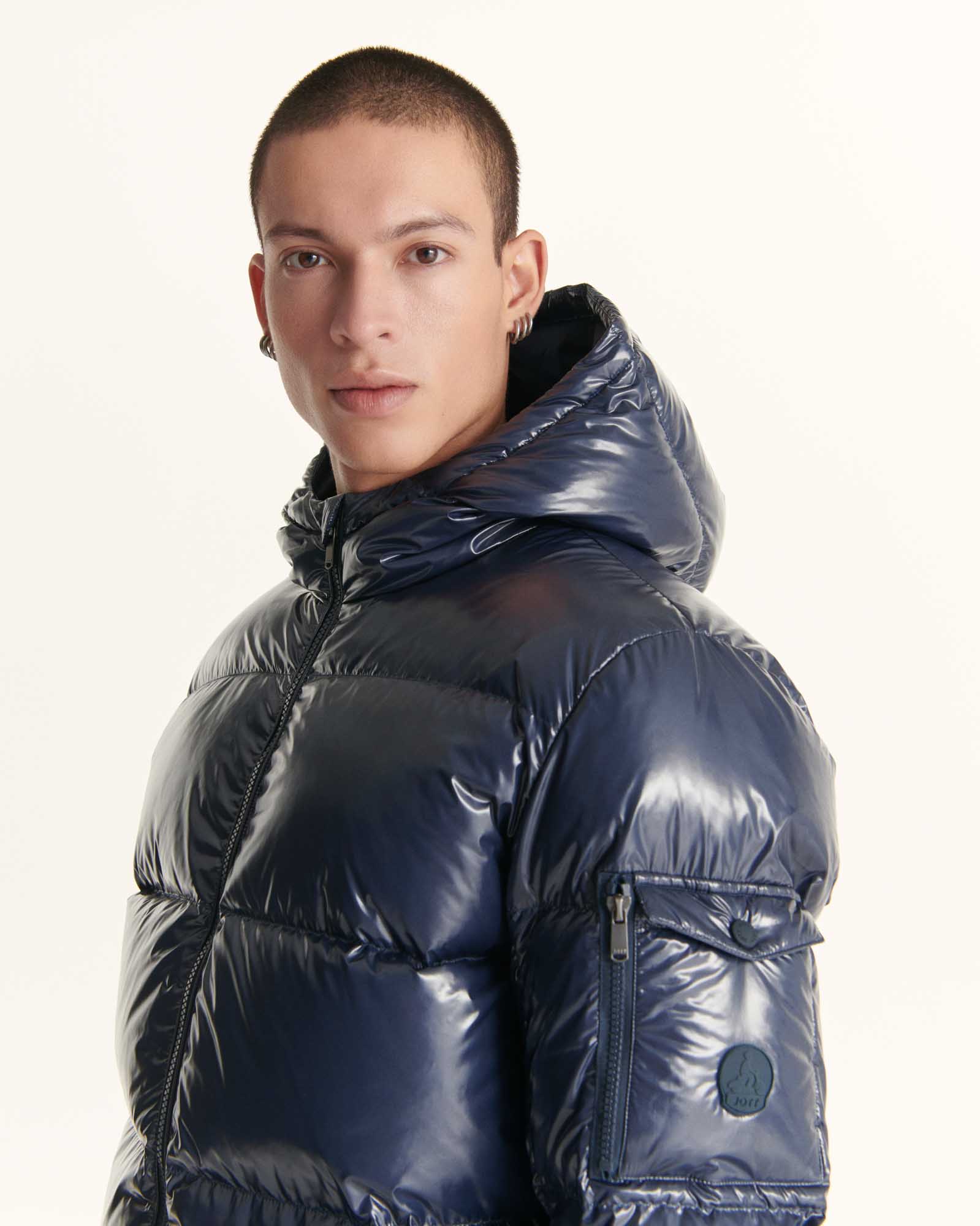 Down jacket Grand Froid hoodie lacquered Navy Java