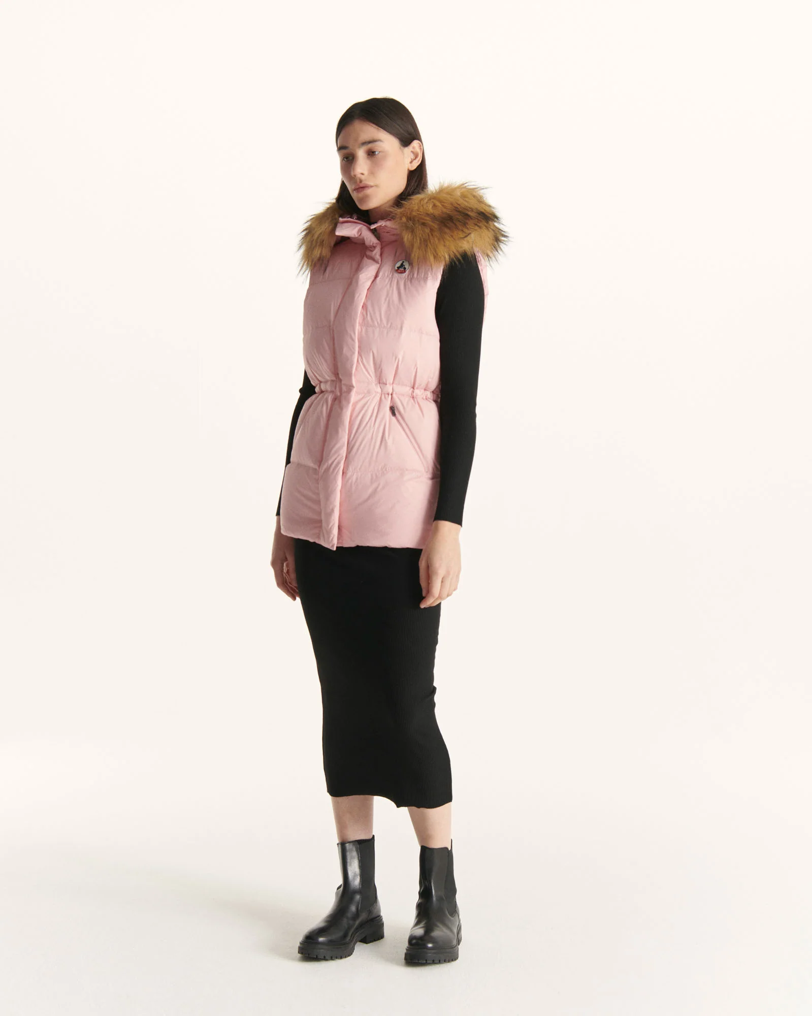 Down jacket sleeveless hooded Grand Froid Rose pêche Texas 2.0
