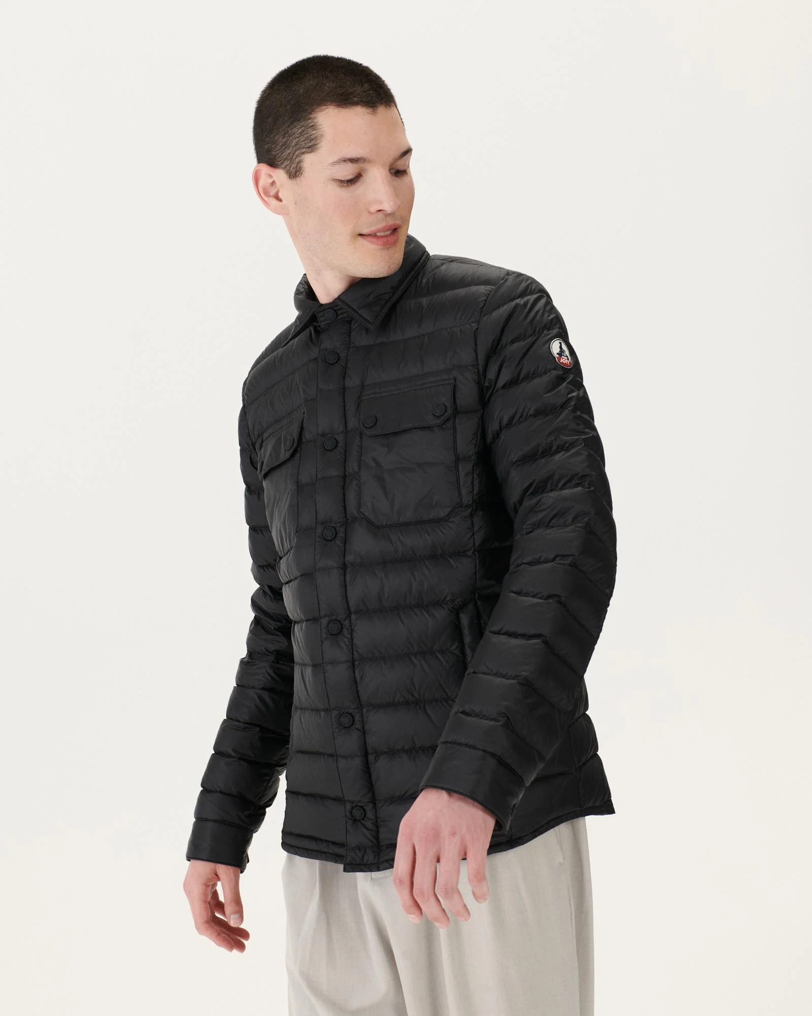 Light padded jacket with shirt collar Black Cris