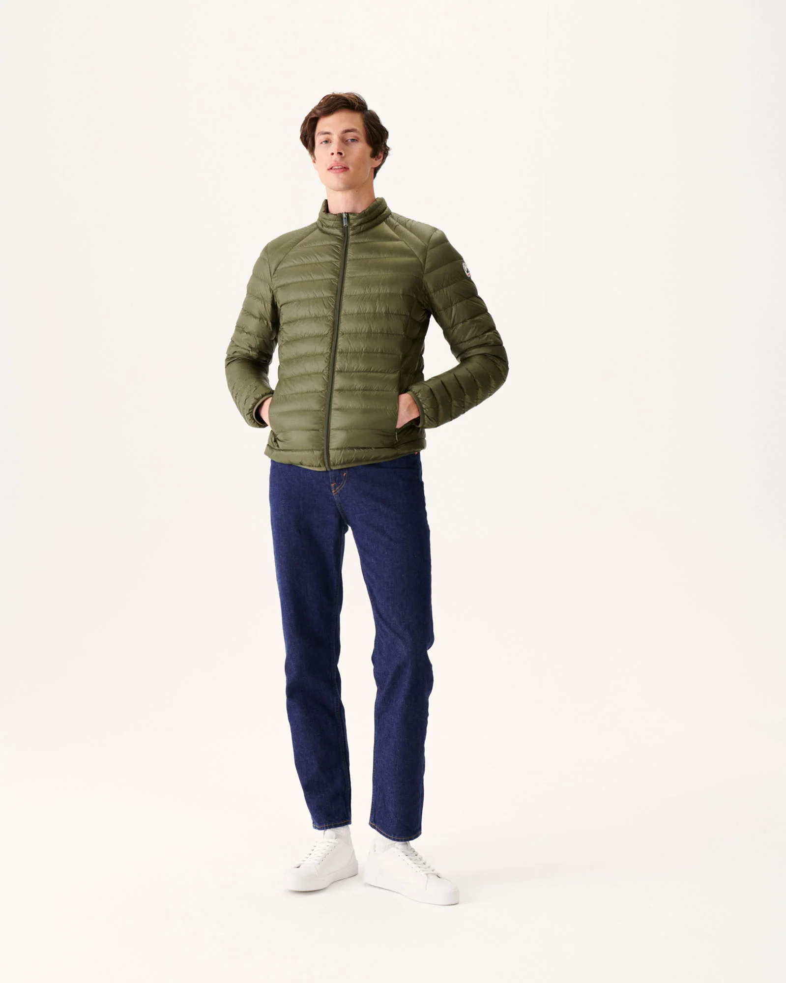 Light khaki matte lightweight padded jacket