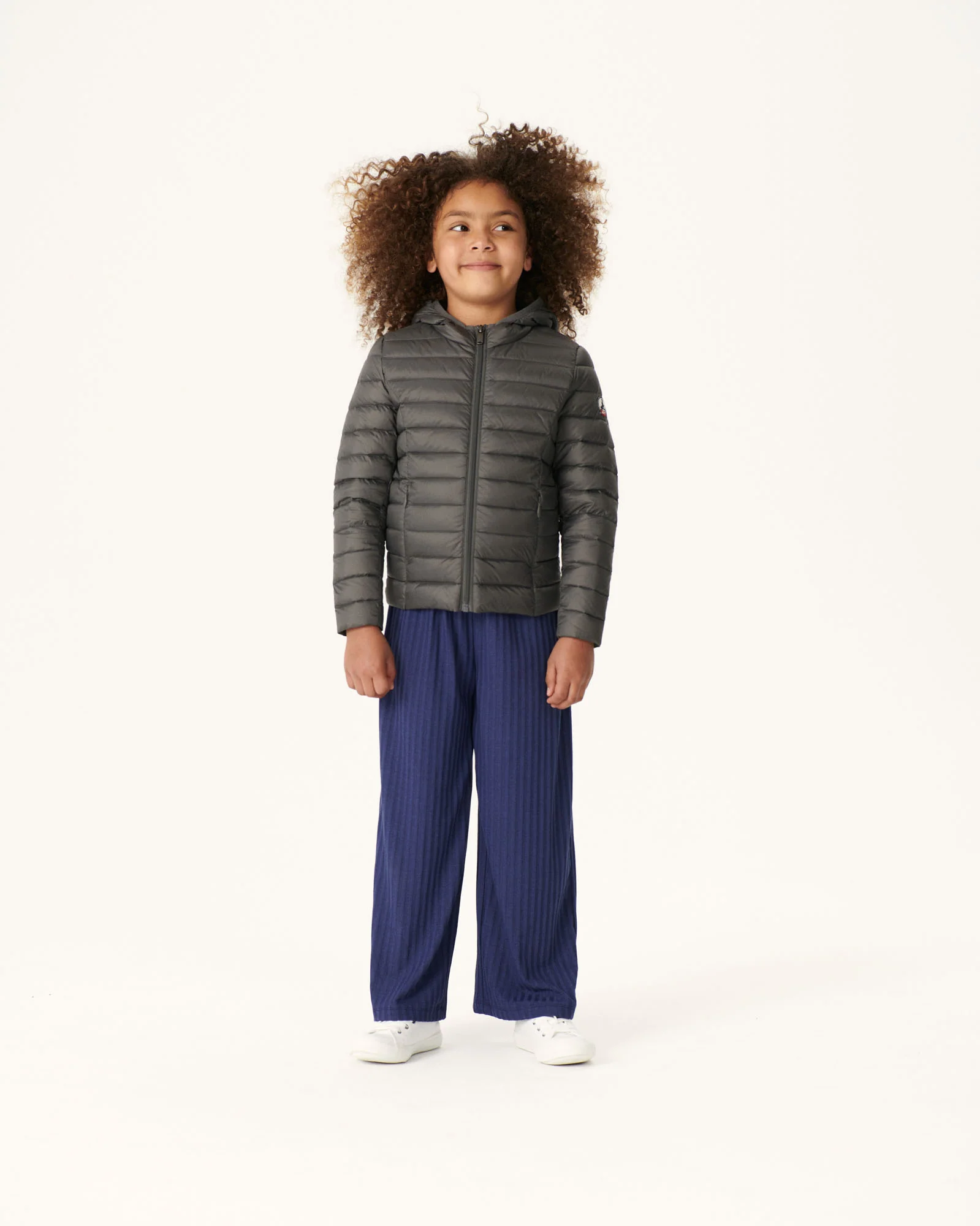 Light hooded children's down jacket Dark denim Carla