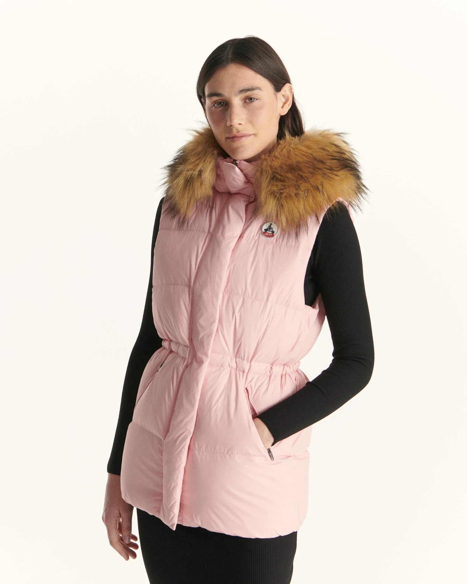 Down jacket sleeveless hooded Grand Froid Rose pêche Texas 2.0