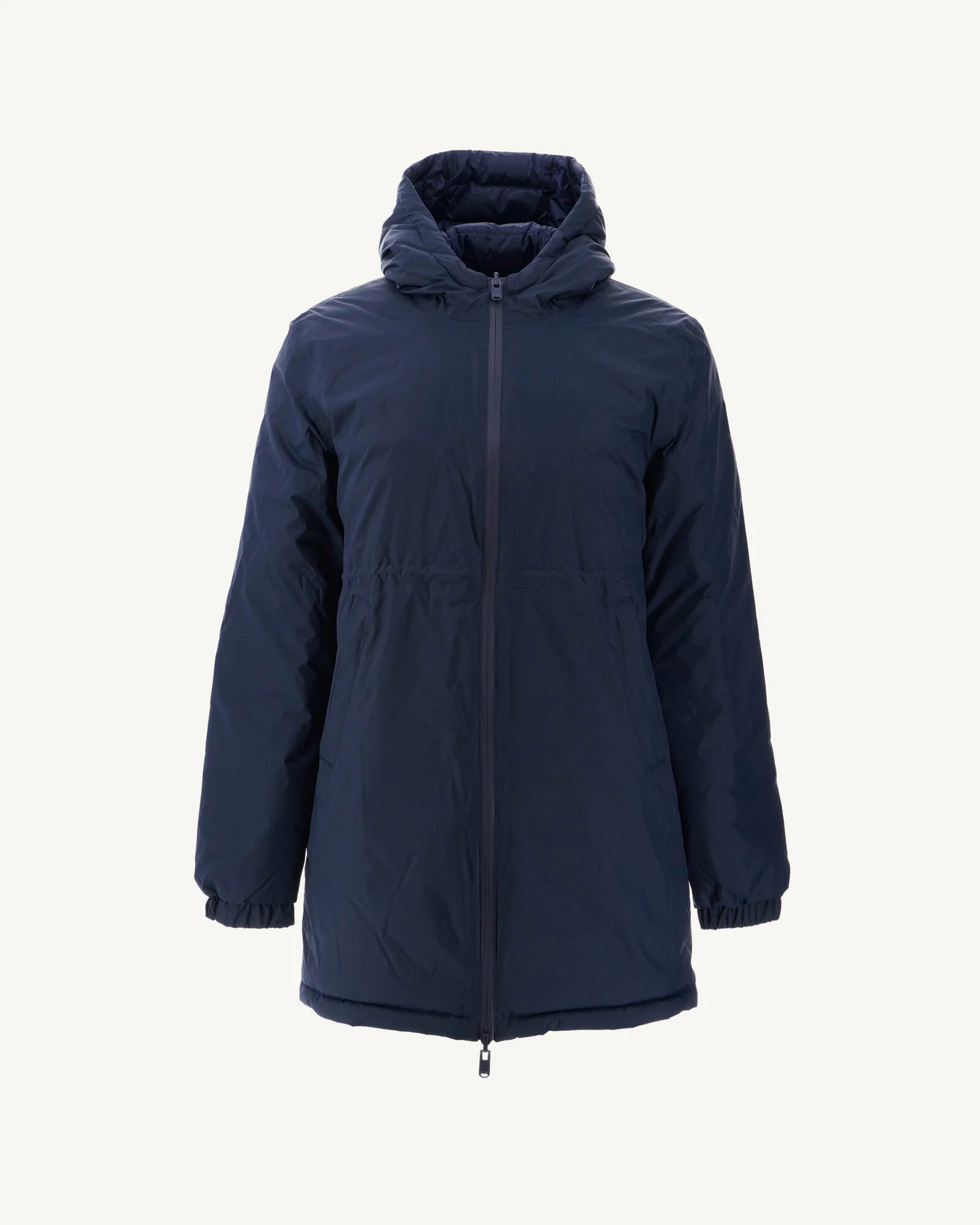 Navy Roma reversible long down jacket