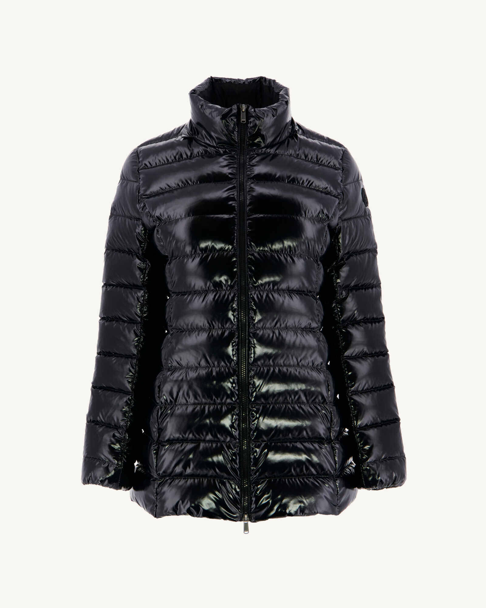 Down jacket mid-long lacquered Grand Froid Taupe Perle