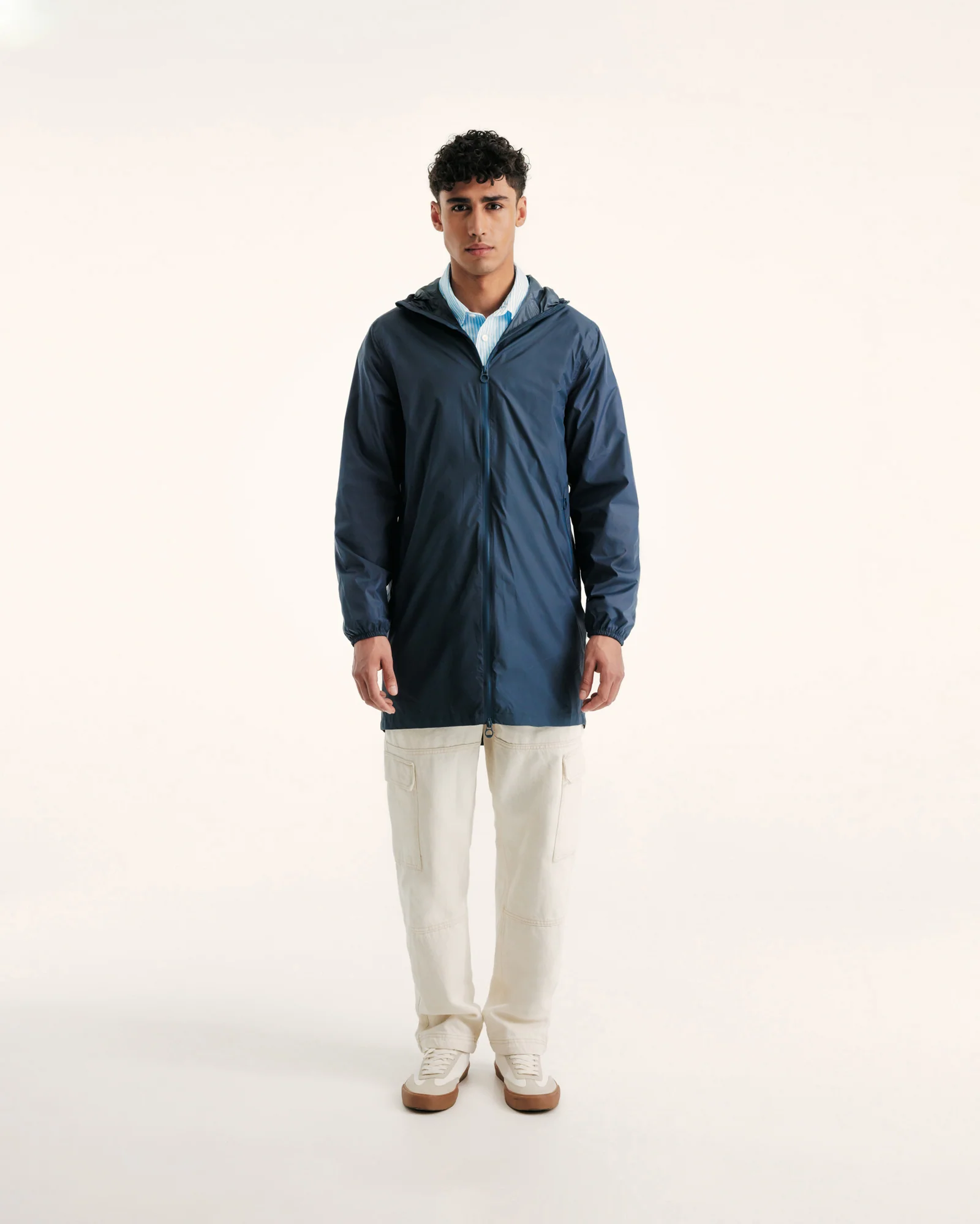 Tangerine Oban packable long hooded raincoat