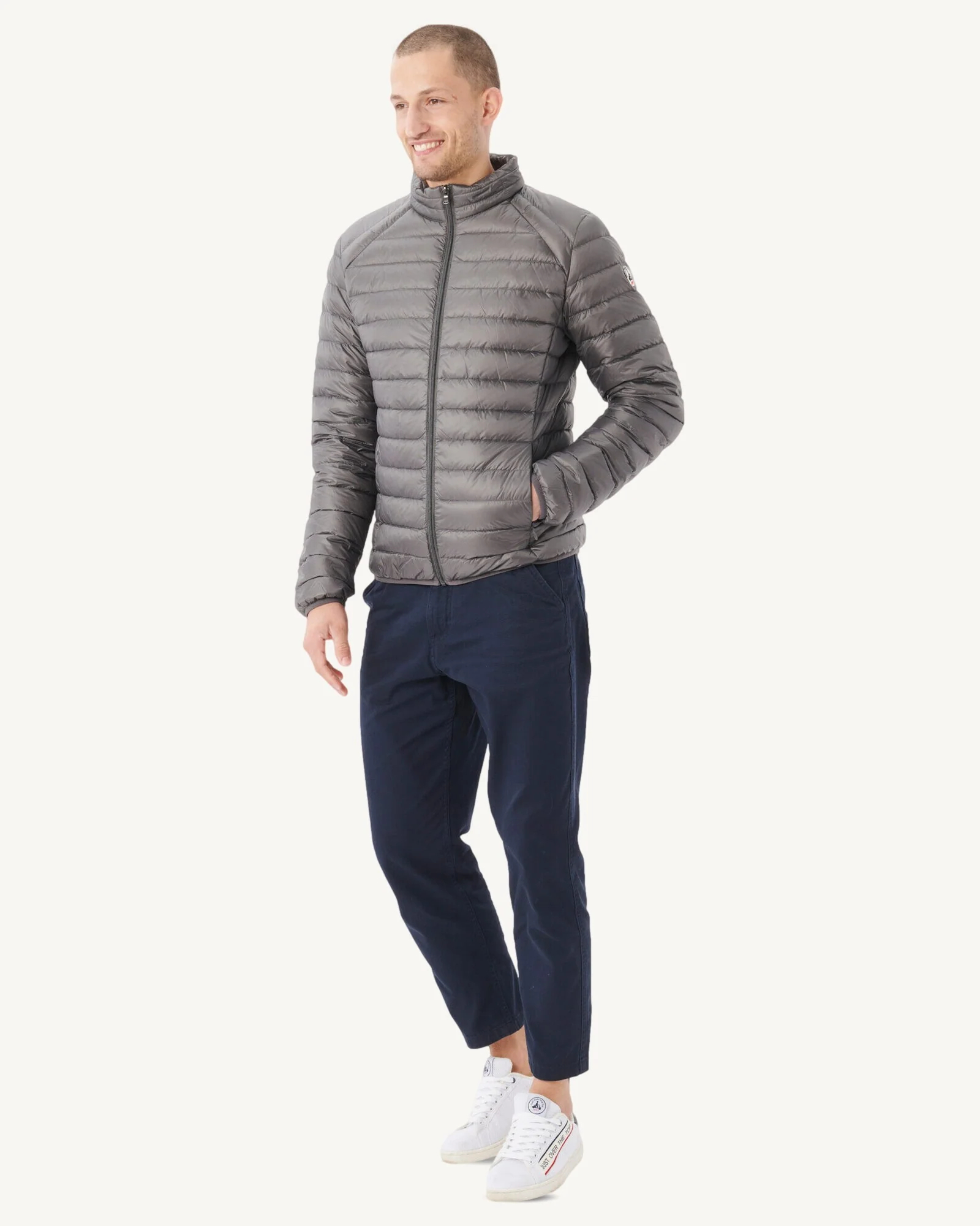 Light khaki matte lightweight padded jacket