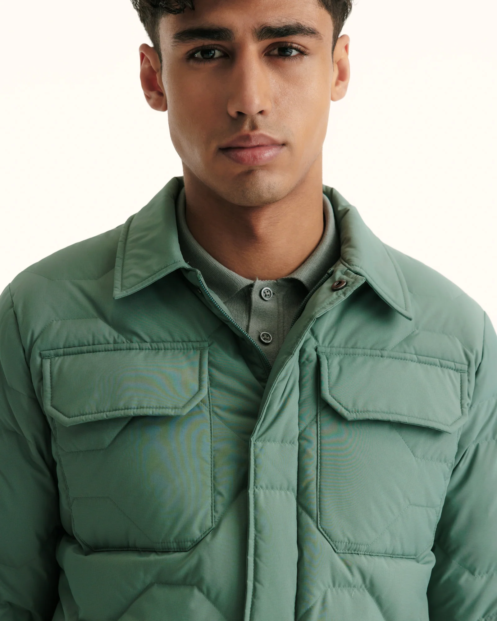 Down jacket Ultralight overshirt Celadon green Andy