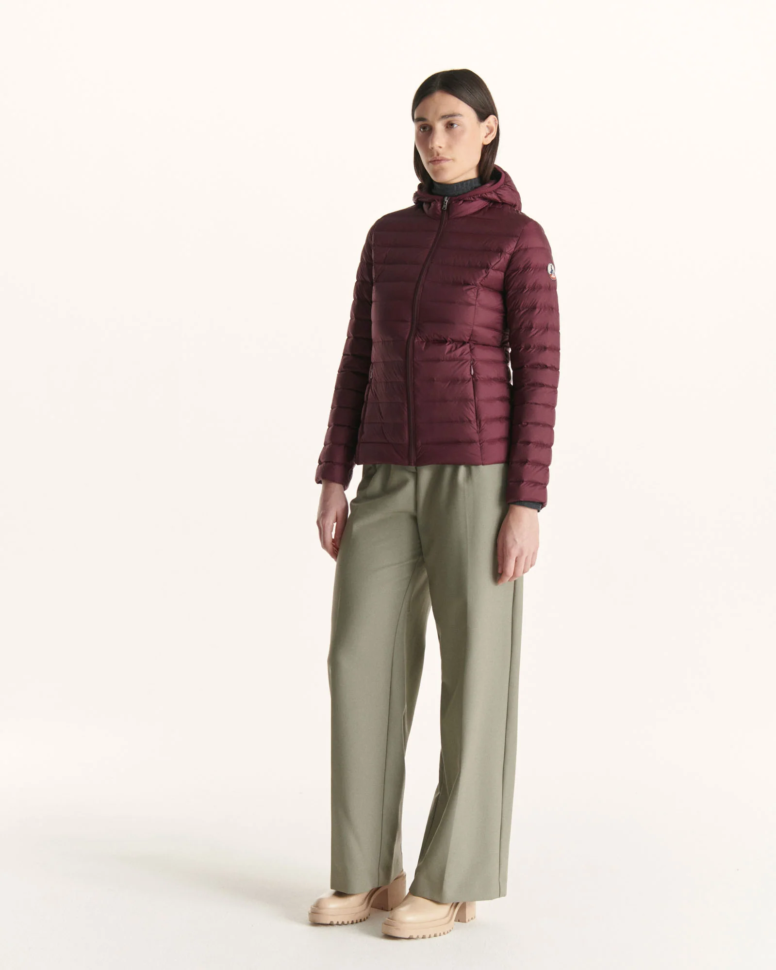 Lightweight hooded down jacket Aubergine Cloe