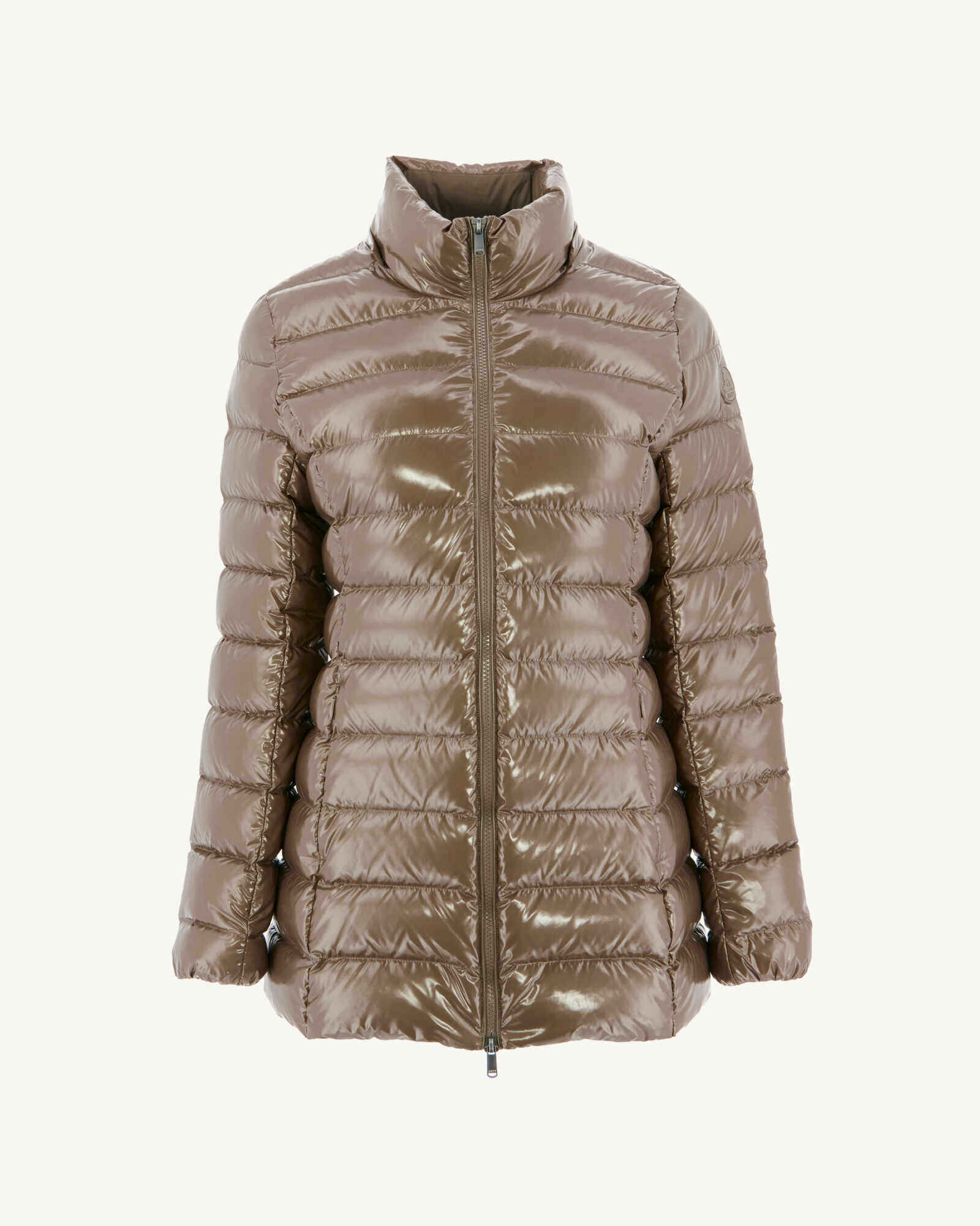 Down jacket mid-long lacquered Grand Froid Taupe Perle
