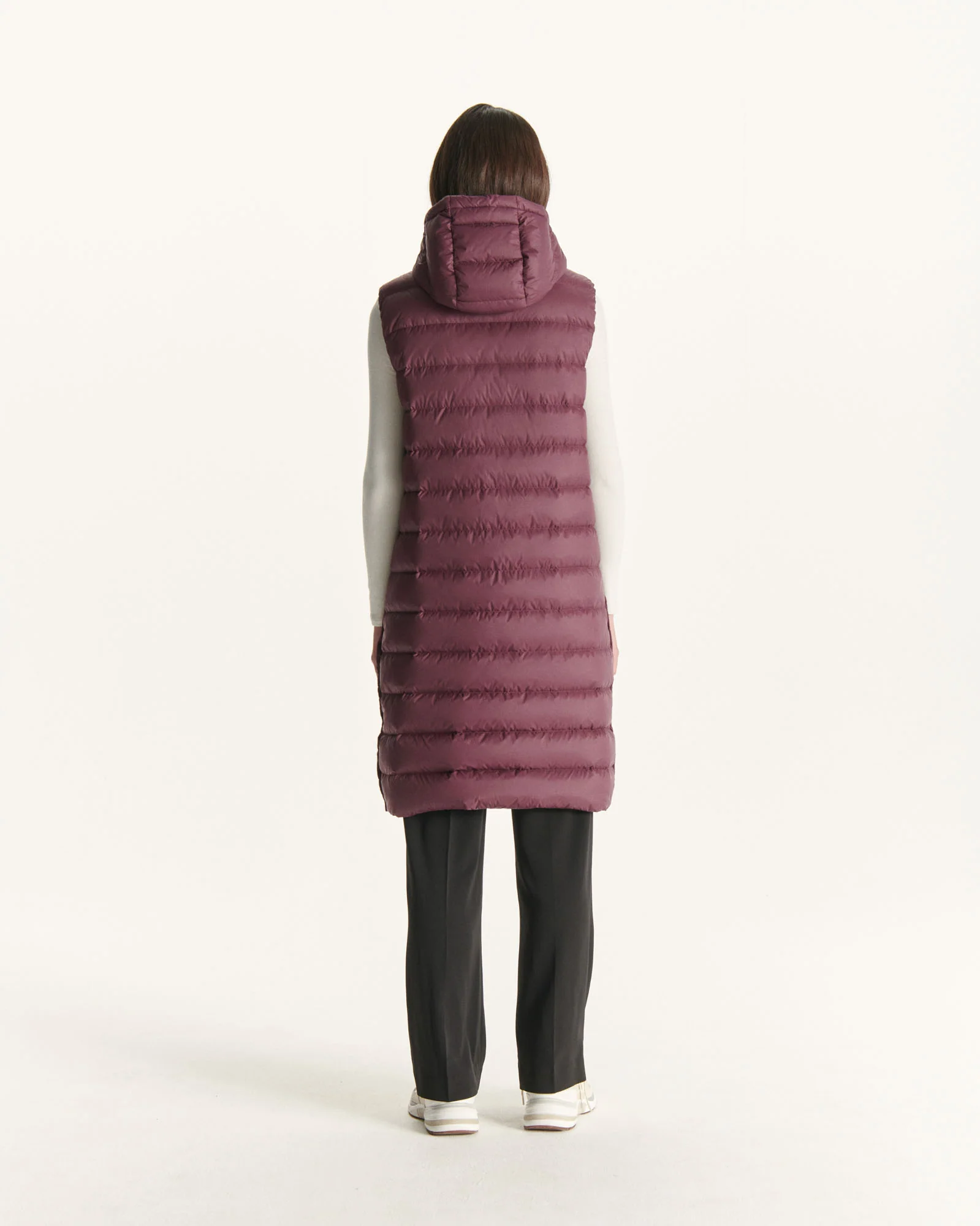 Down jacket long straight hooded Aubergine Lola