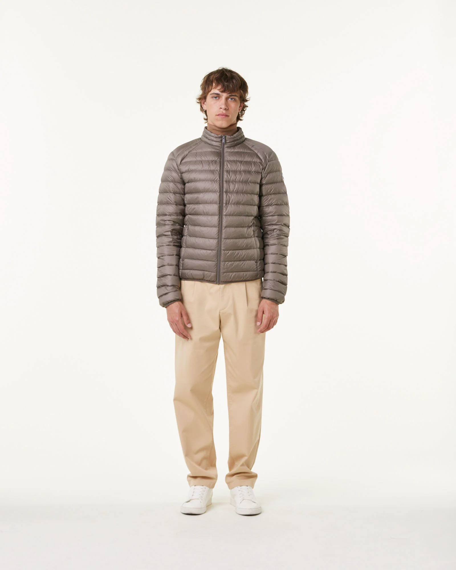 Light khaki matte lightweight padded jacket