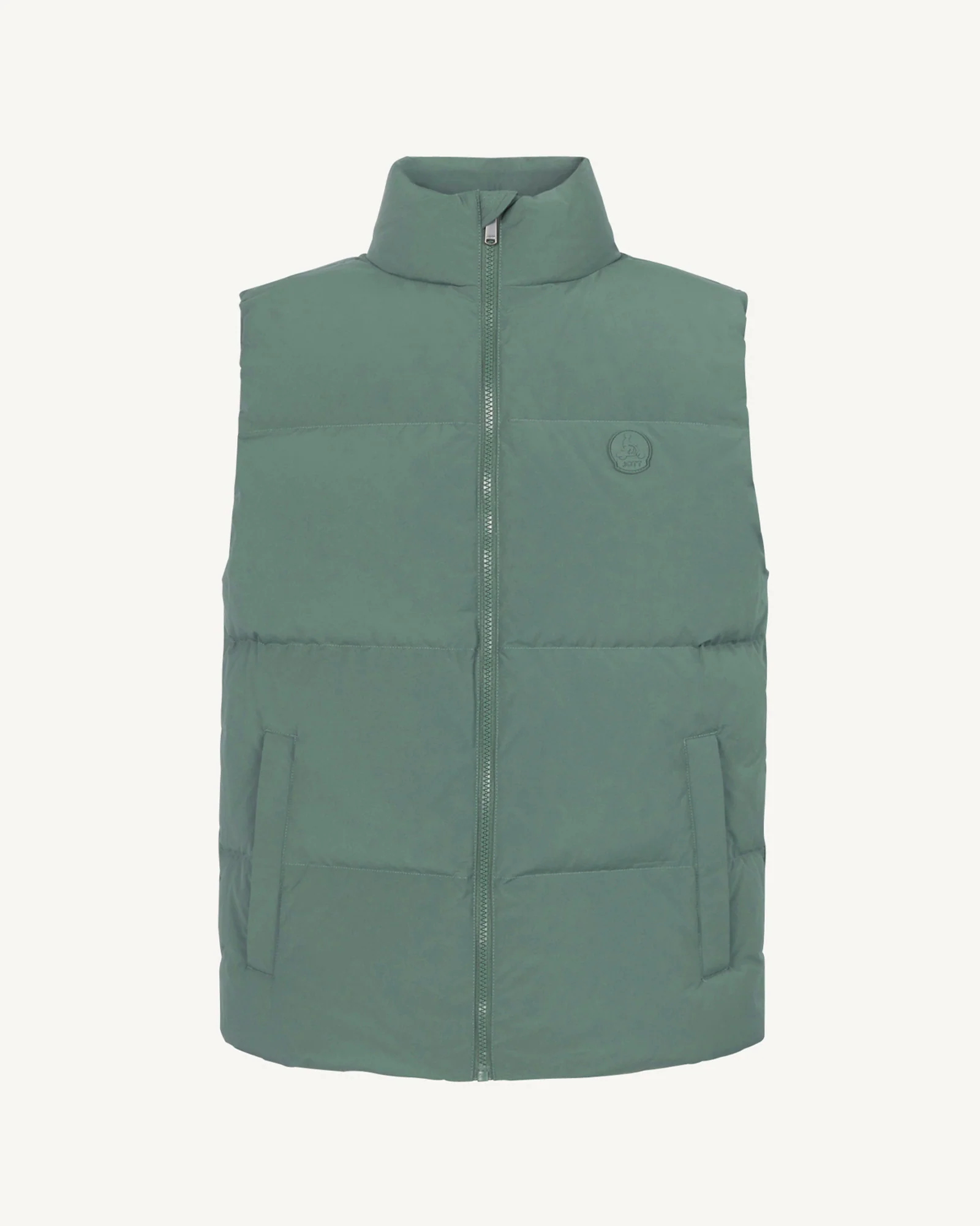 Down jacket mixed sleeveless 'Puffer' spirit Celadon green Nagano