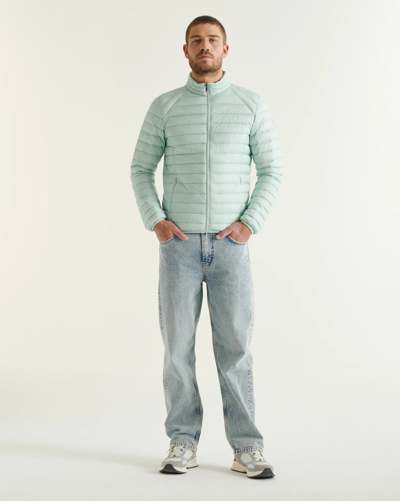 Light khaki matte lightweight padded jacket