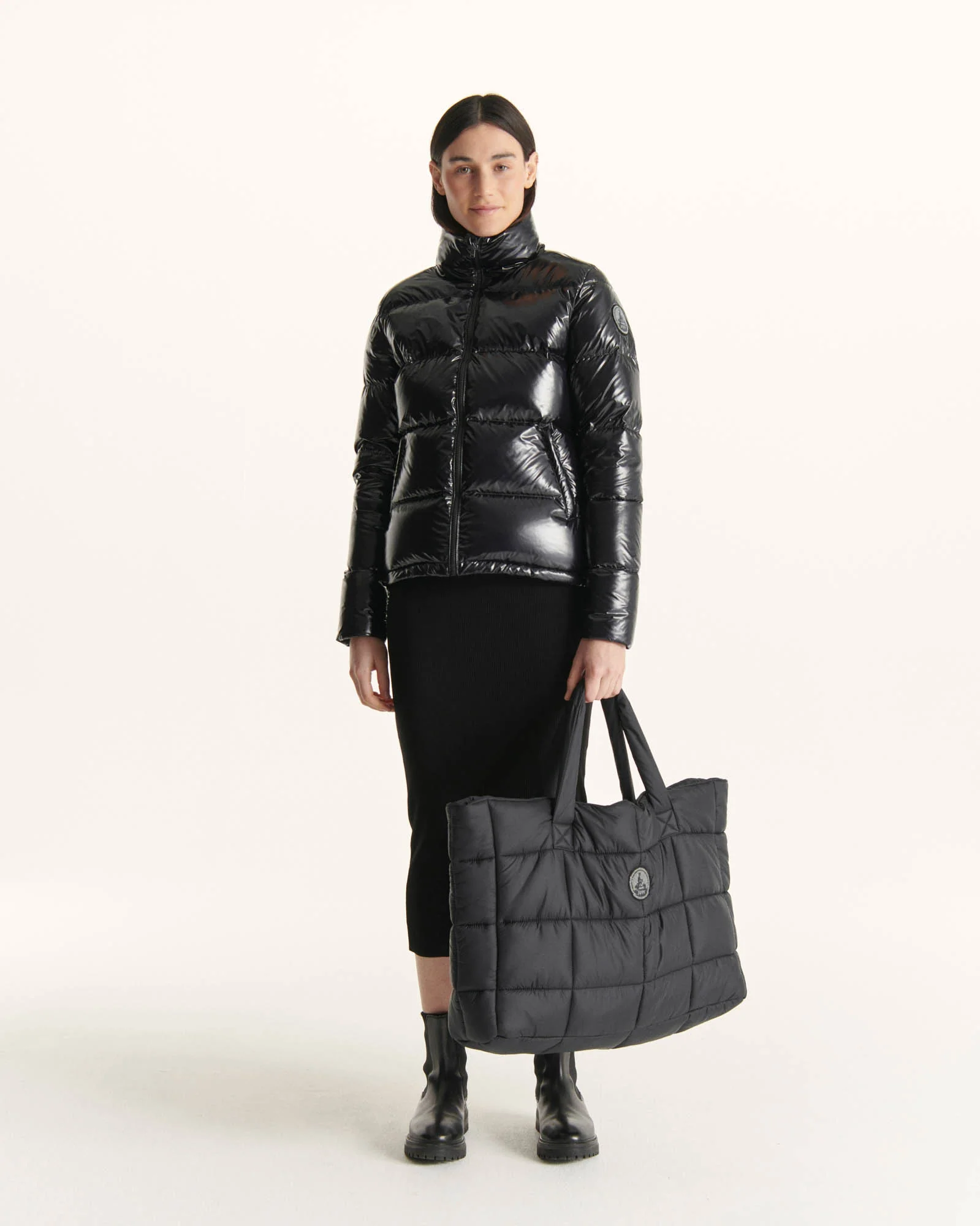 Bag with crystals Swarovski®️ shopping Black Leika 2.0