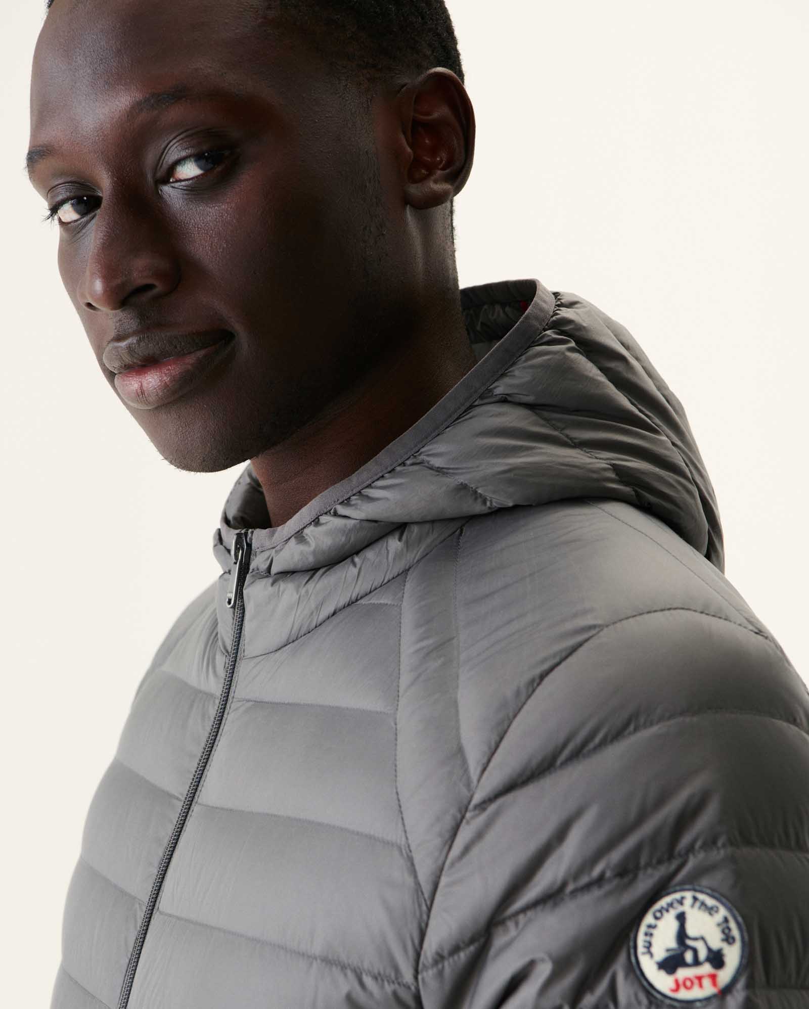 Lightweight hooded down jacket Dark denim Nico