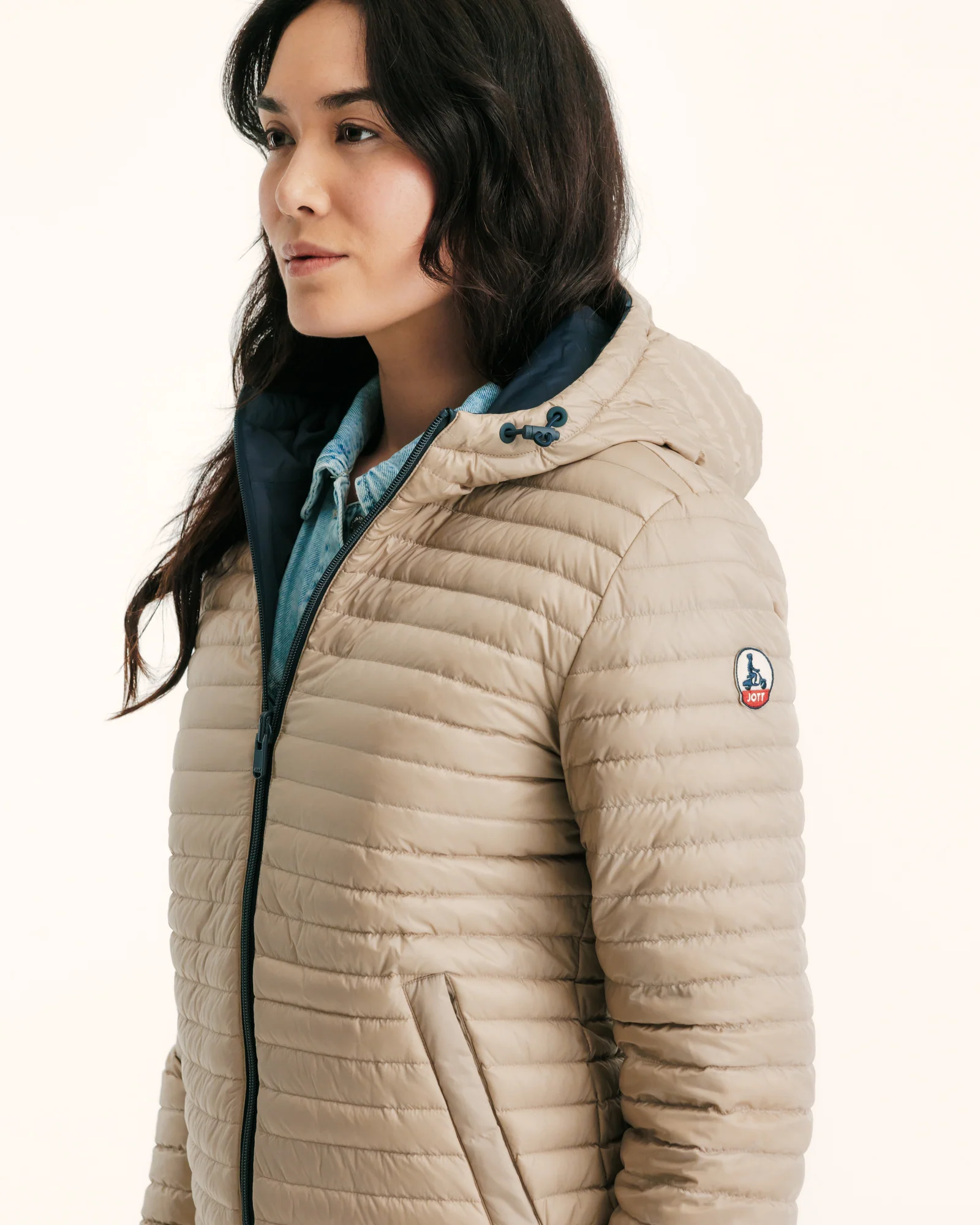 Down jacket reversible hooded Ultralight Marine/Beige Bangkok 2.0