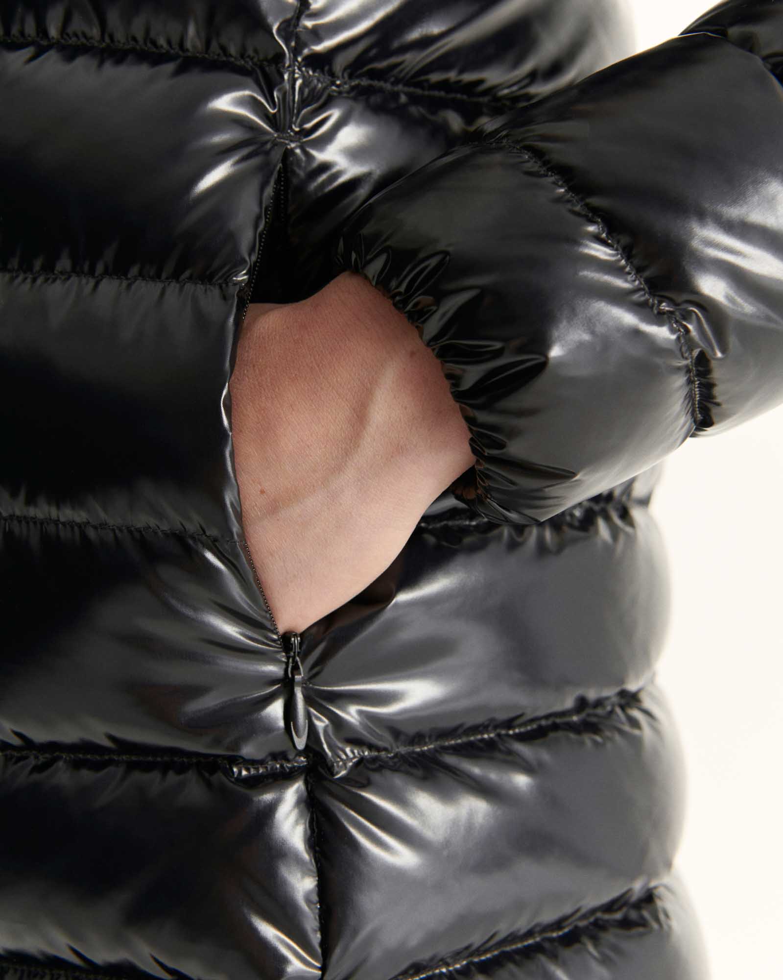 Down jacket mid-long lacquered Grand Froid Taupe Perle