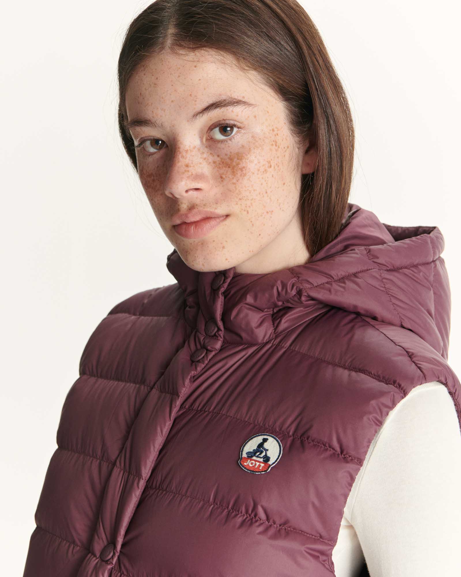 Down jacket long straight hooded Aubergine Lola