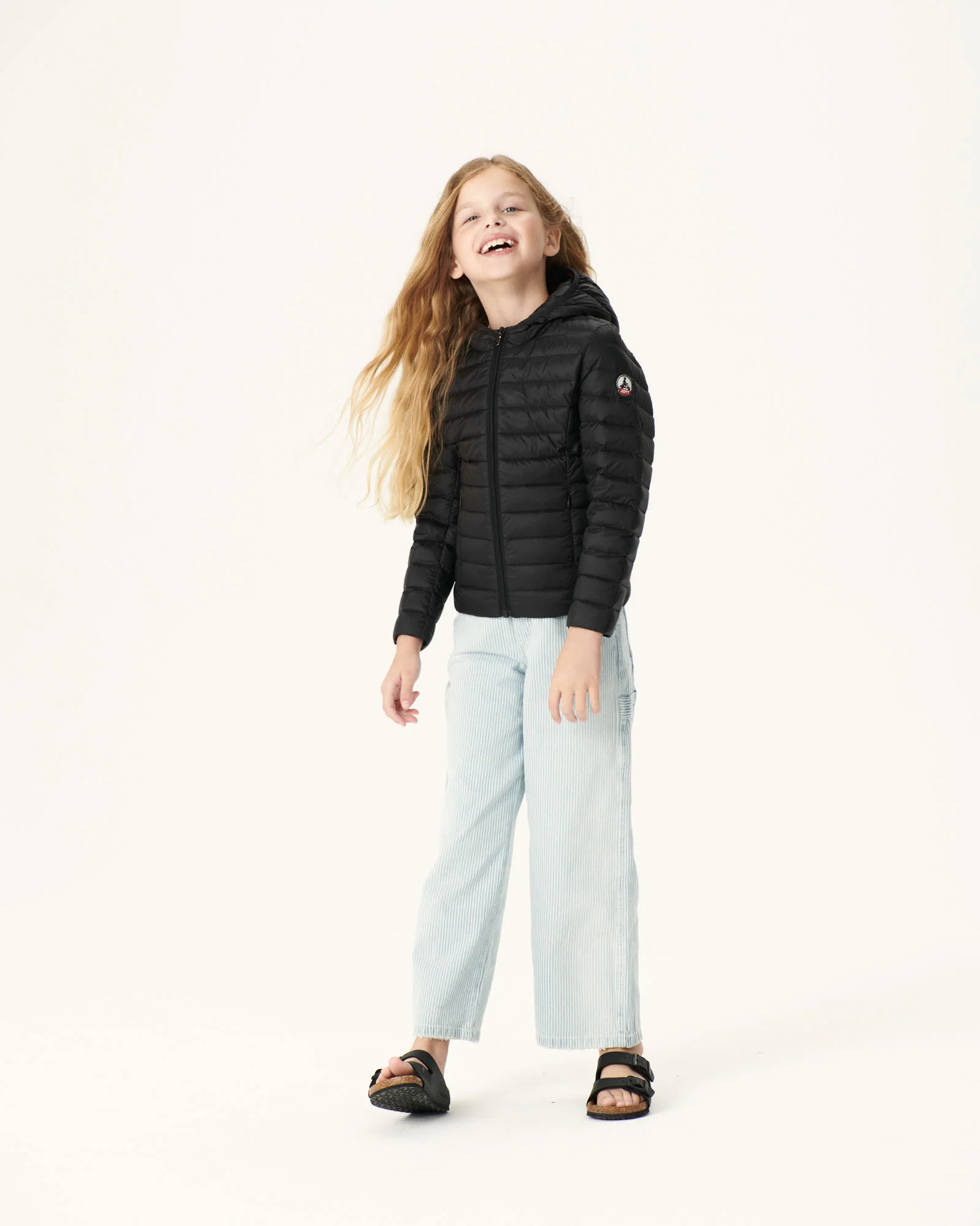 Light hooded children's down jacket Dark denim Carla