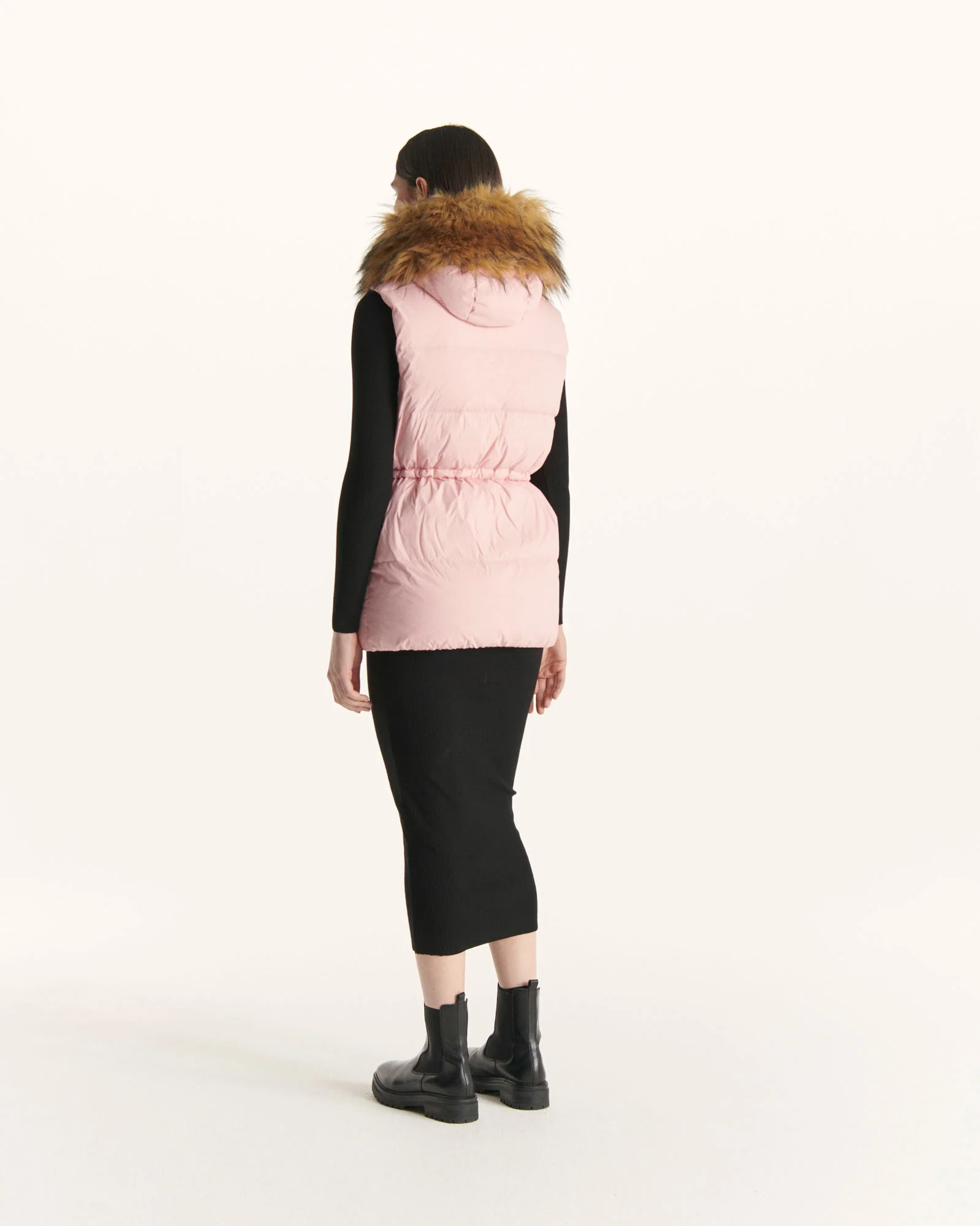 Down jacket sleeveless hooded Grand Froid Rose pêche Texas 2.0