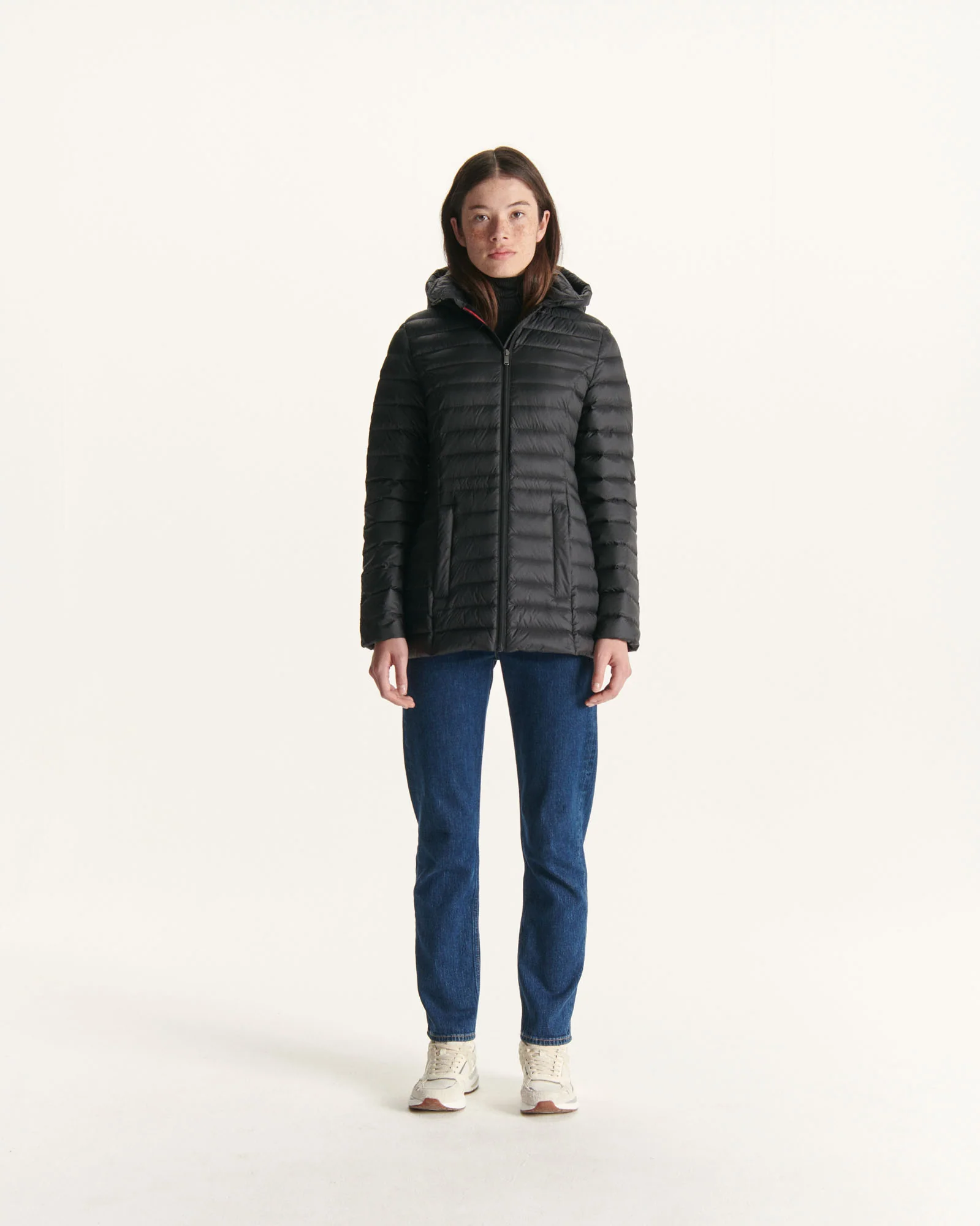 Down jacket mid-length hoodie Black Nour 2.0