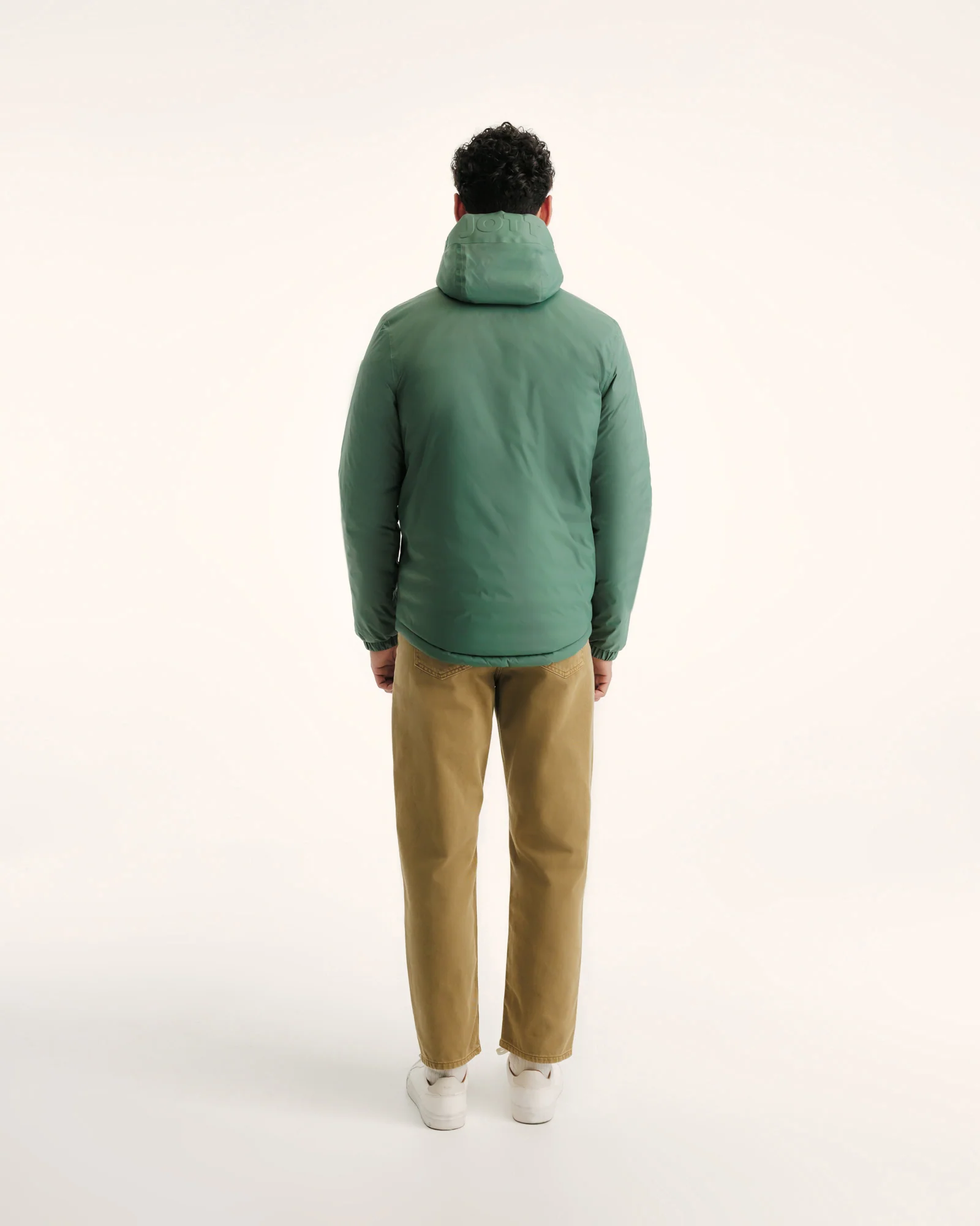 Down jacket reversible hooded Celadon green/Argile Bergen 2.0