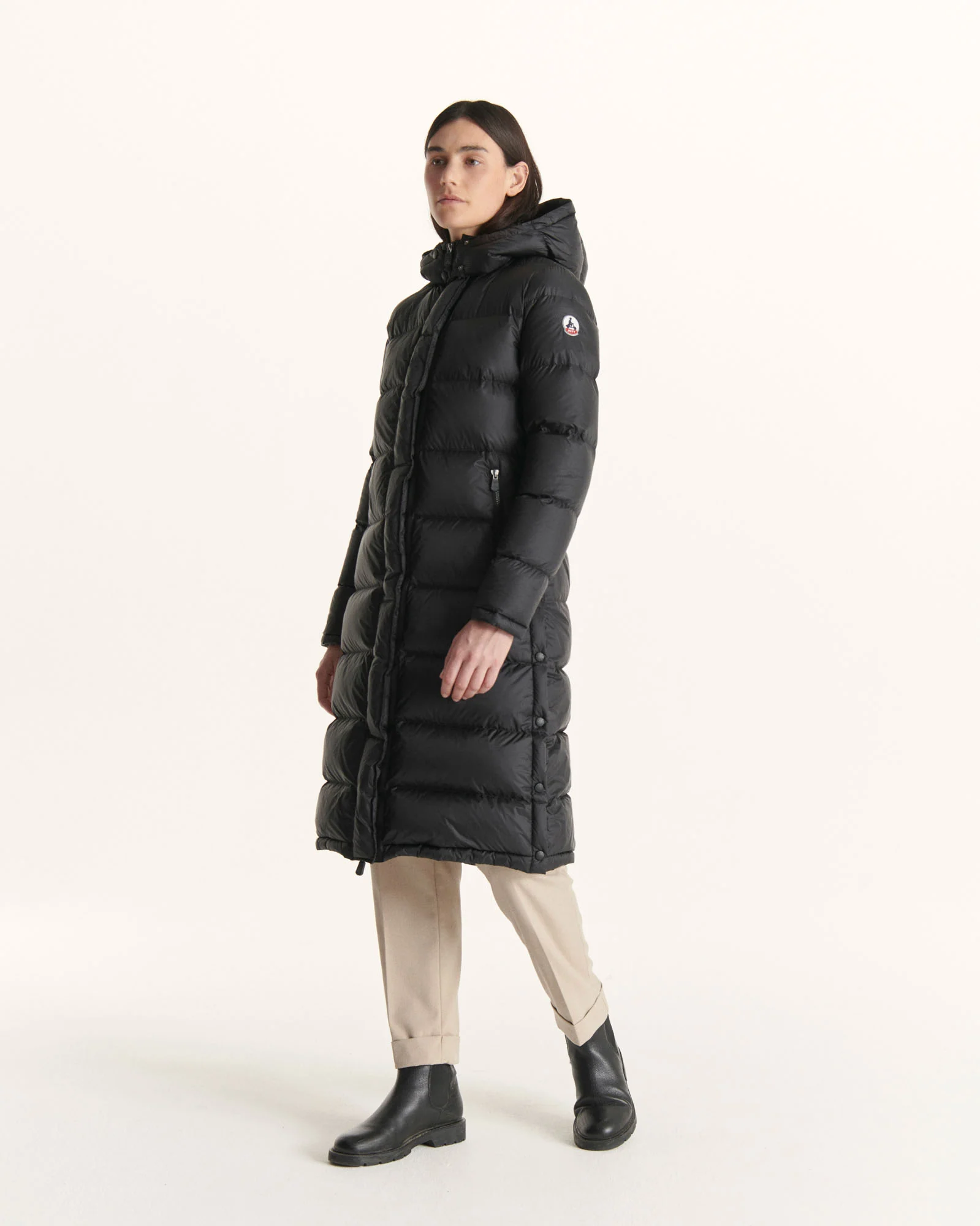 Long hooded down jacket Extreme Cold Black Karachi