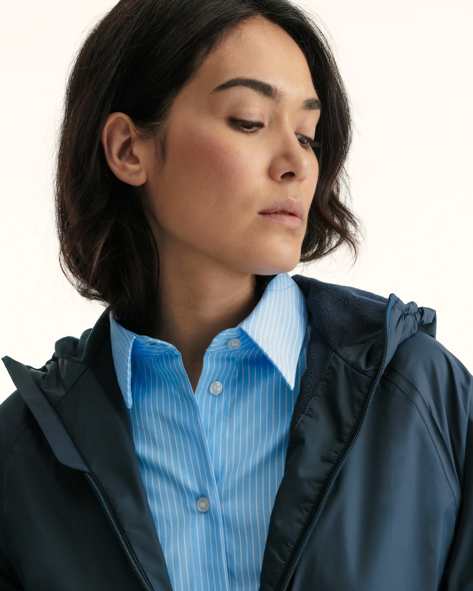 Black Glendale Polar fleece-lined long raincoat