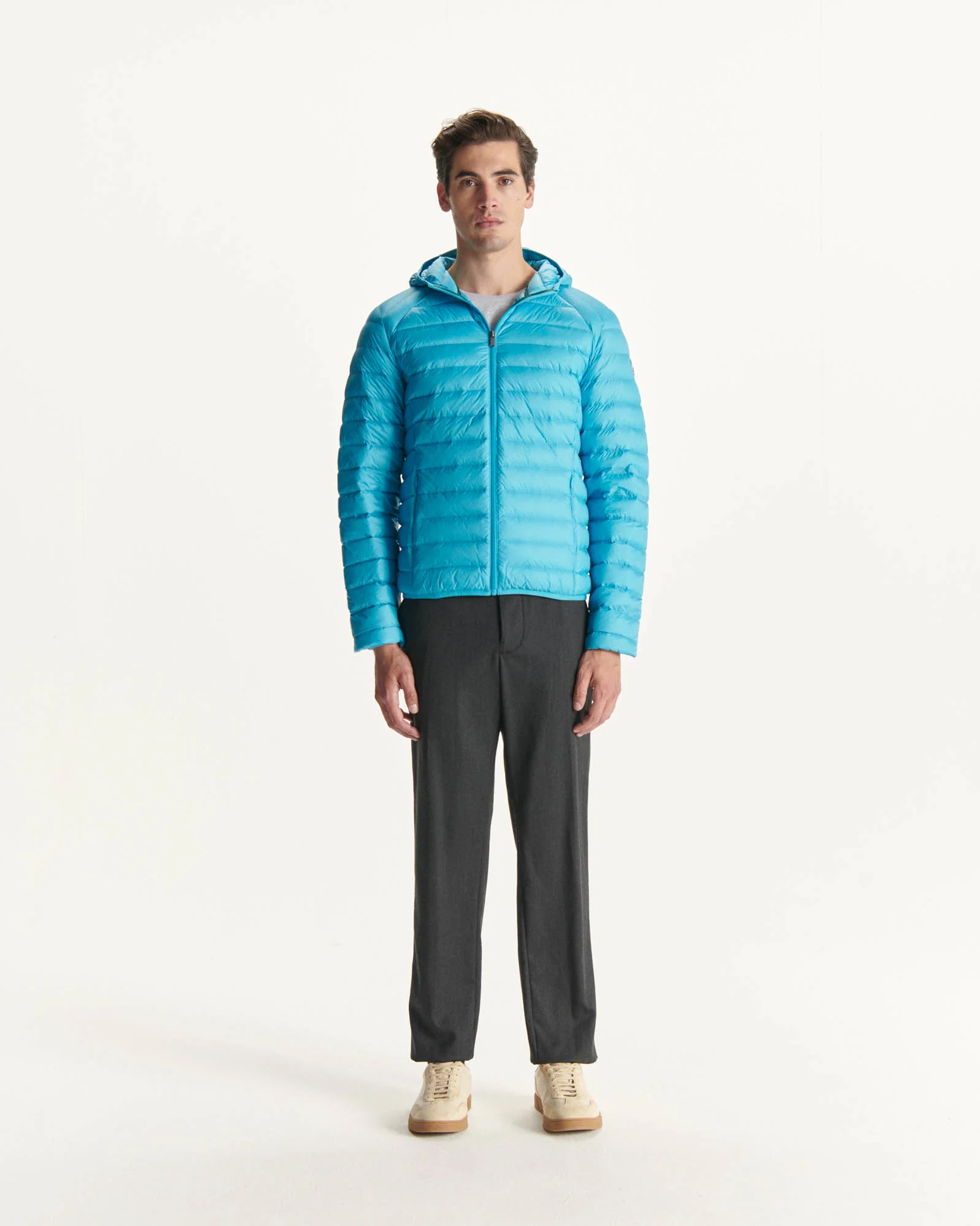 Lightweight hooded down jacket Dark denim Nico