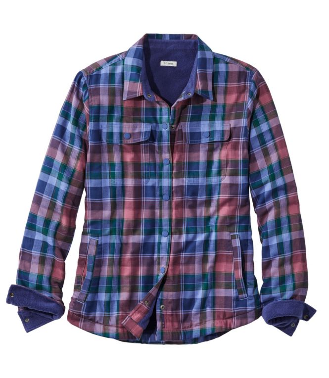 Women's Fleece-Lined Flannel Shirt, Snap-Front Plaid