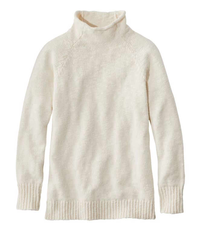 Women's Cotton Ragg Sweater, Funnelneck Pullover
