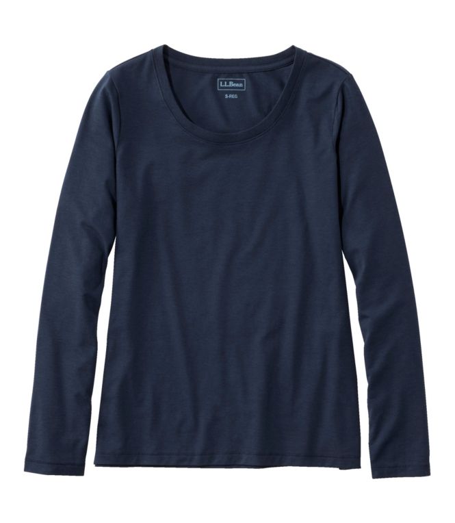 Women's Soft Stretch Supima Tee, Scoopneck Long-Sleeve