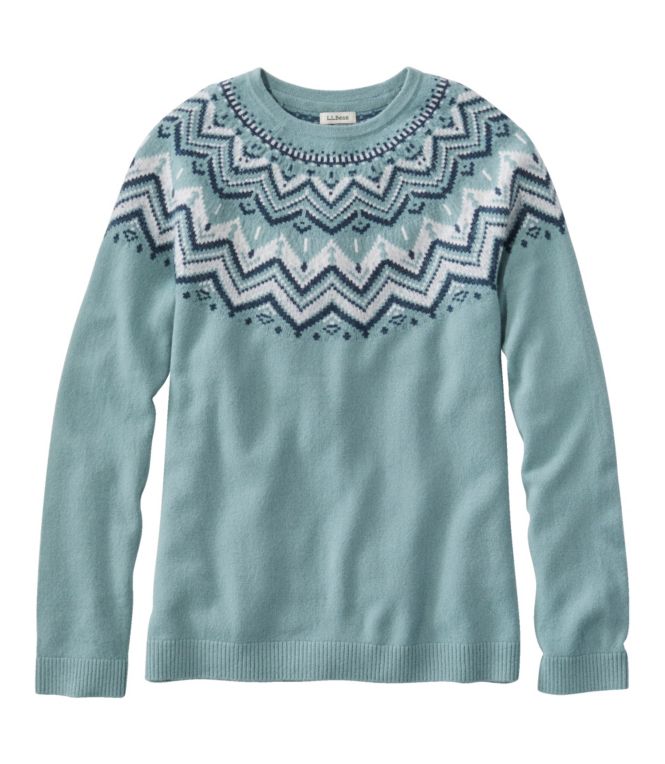 Women's Classic Cashmere Sweater, Crewneck Fair Isle