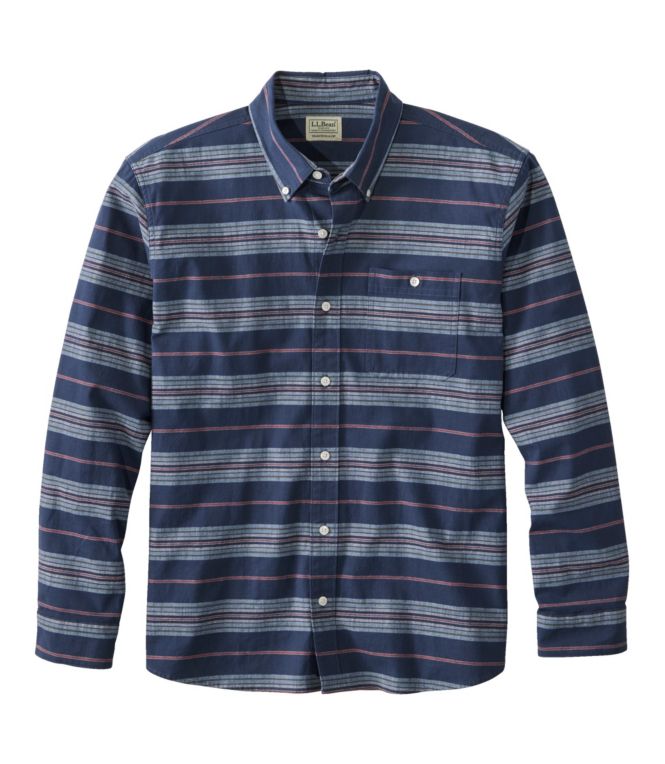 Men's Comfort Stretch Chambray Shirt, Traditional Untucked Fit, Long-Sleeve, Stripe