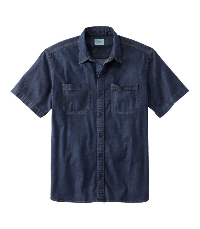 Men's BeanFlex® Denim Shirt, Short-Sleeve, Slightly Fitted Untucked Fit
