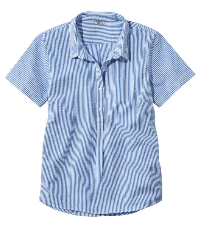 Women's Vacationland Seersucker Shirt, Short-Sleeve Popover Stripe