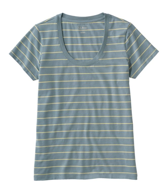 Women's Soft Stretch Supima Tee, Scoopneck Short-Sleeve Stripe