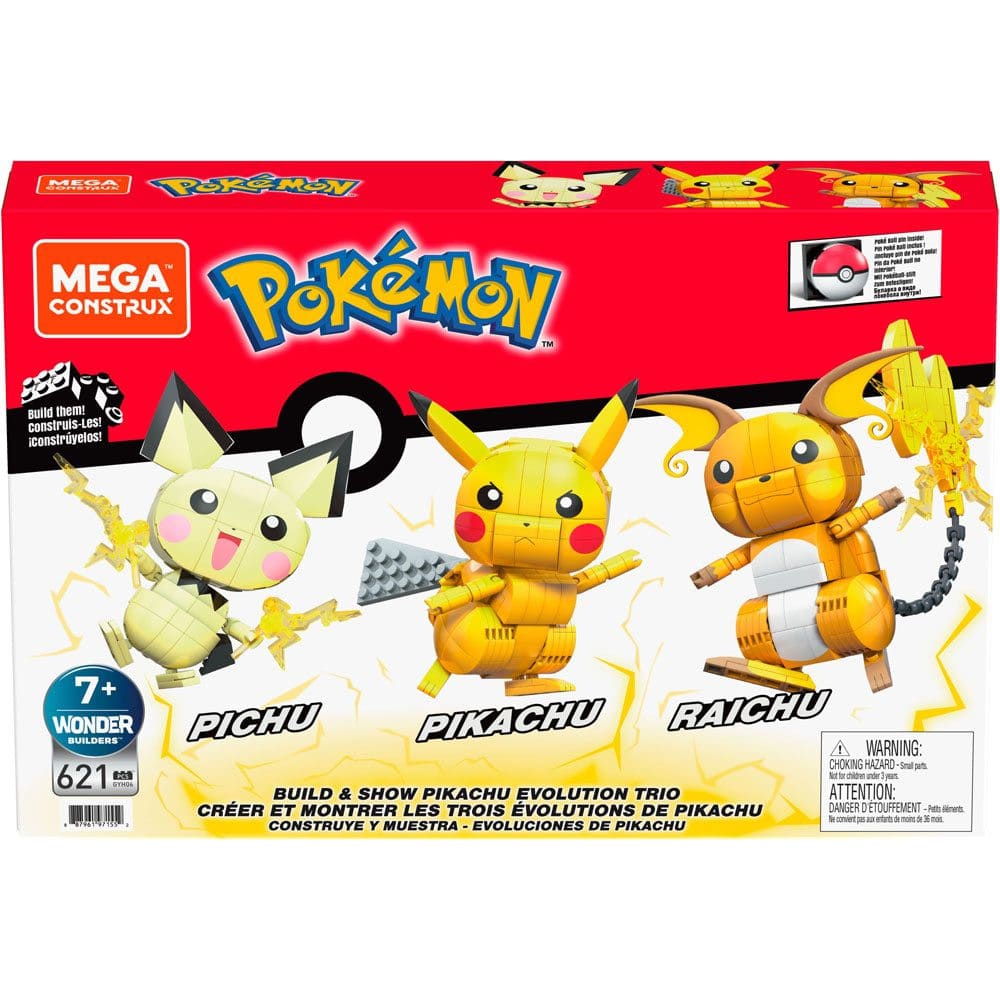 Pokemon Mega Construx Bauset Pikachu Evolution Trio 13cm