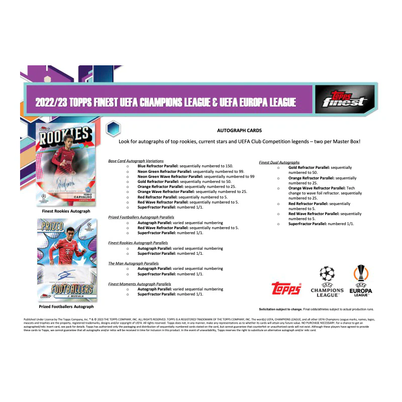 2022/23 Topps Finest UEFA Soccer Hobby Box