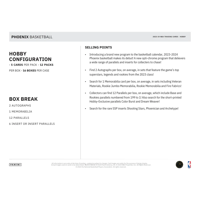 2023/24 Panini Phoenix Basketball Hobby Box