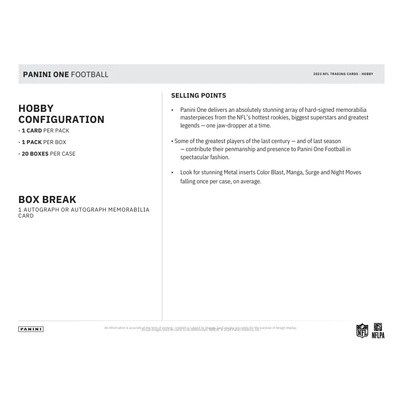 2023 Panini One Football Hobby 20 Box Case