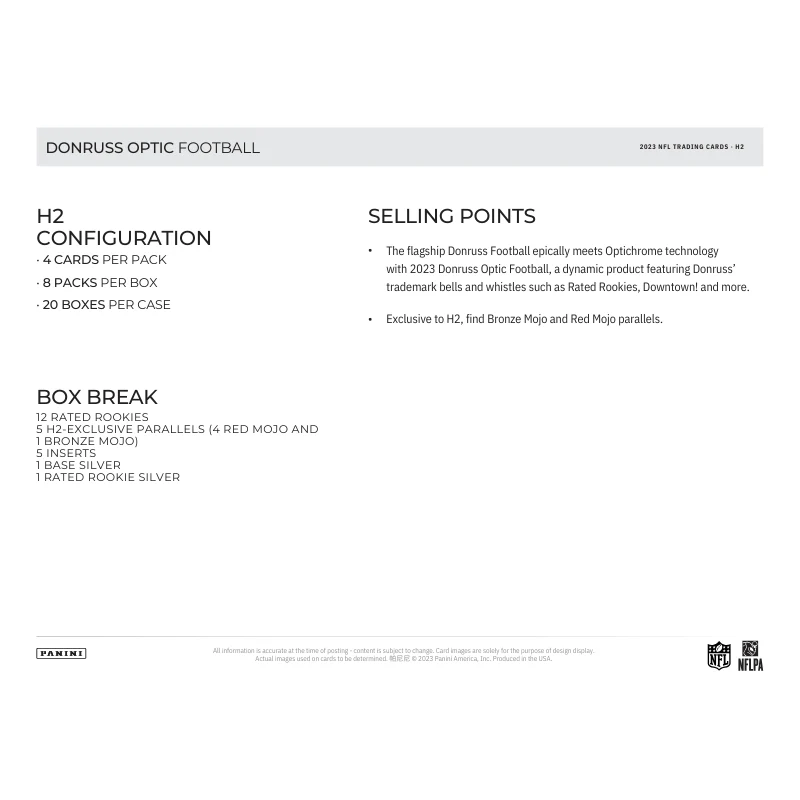 2023 Panini Donruss Optic Football H2 Hybrid 20 Box Case