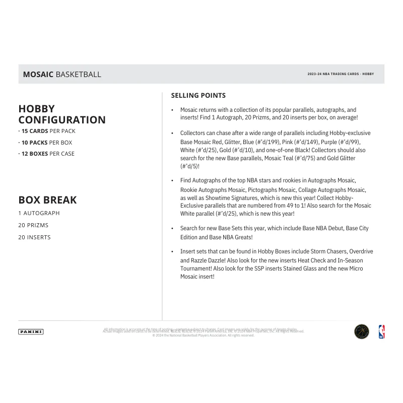 2023/24 Panini Mosaic Basketball Hobby Box