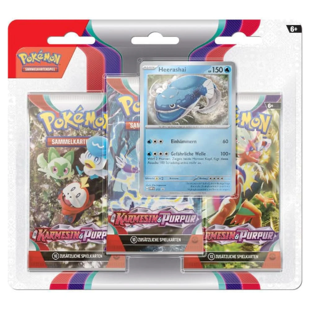 Pokemon Crimson & Purple 3er Blister Heerashai