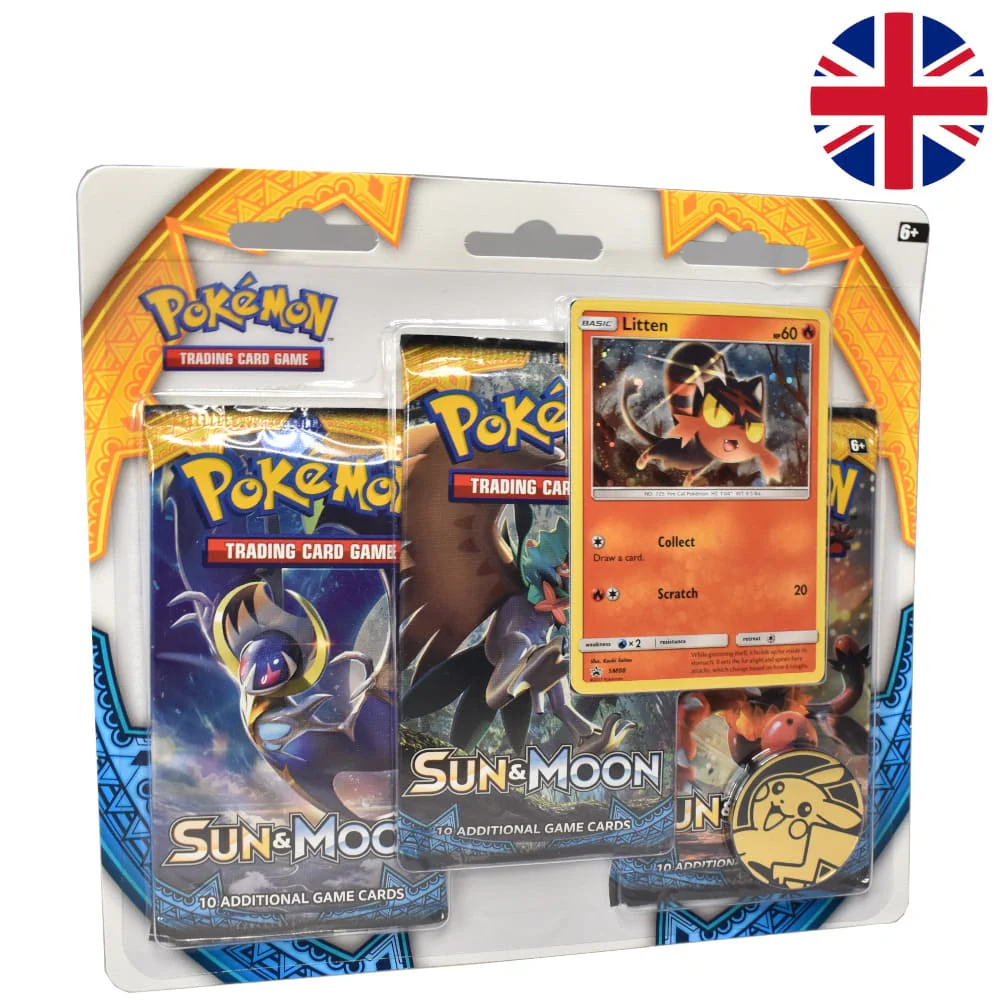 Pokemon Sun & Moon Litten 3-Pack Blister